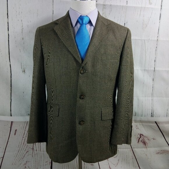 Stafford Other - Stafford Executive 40S 3 Button Olive Brown Birdseye Suit Blazer Sport Coat